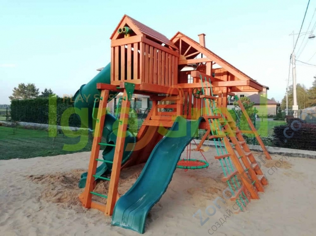 Деревянная детская площадка для дачи Igragrad Крепость Фани Deluxe 2