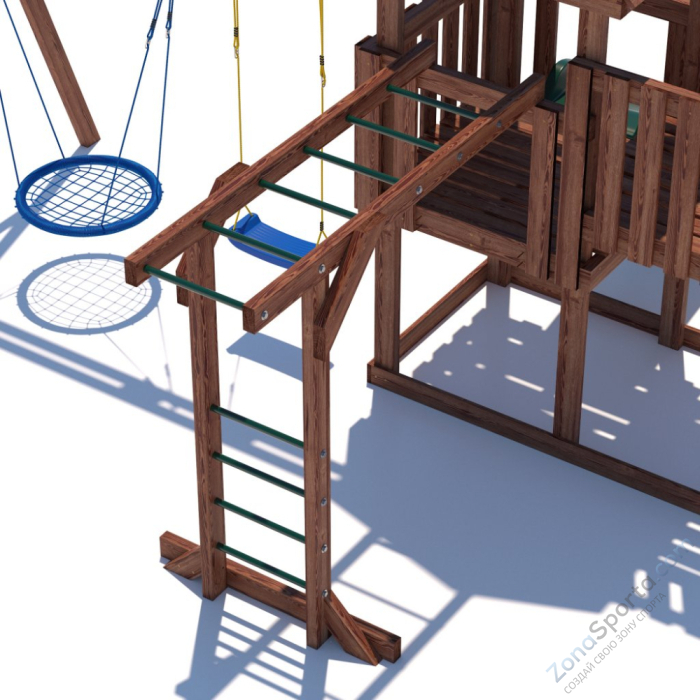 Детская площадка CustWood Junior Color JC5 с деревянной крышей 