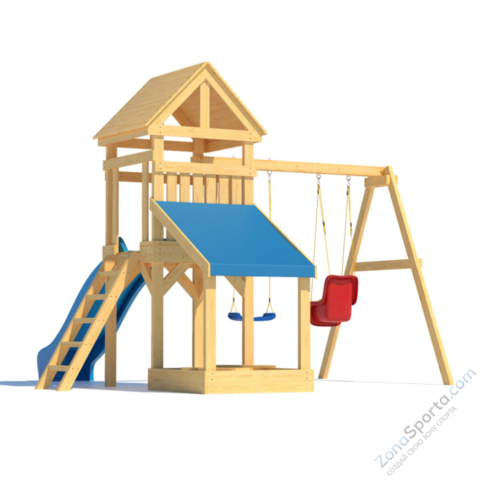 Детская площадка CustWood Scout S6 с деревянной крышей