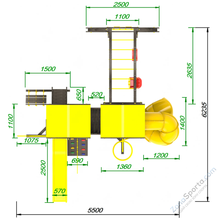 Детская площадка Пикник Black Пацифик Light с винтовой трубой