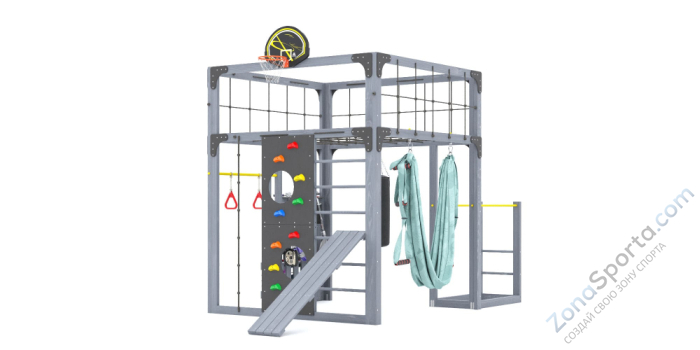 Детская площадка Савушка Куб-1 (Серый) с гамаком для йоги