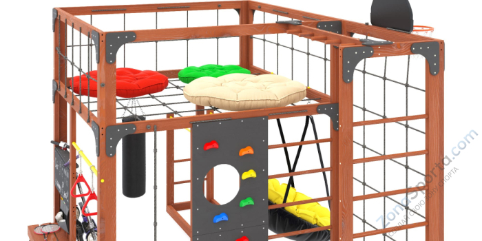 Детская площадка Савушка Куб-2 (Махагон) с подушками