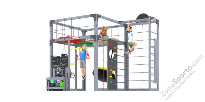 Детская площадка Савушка Куб-2 (Серый) с подушками