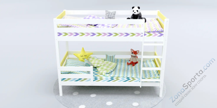 Кровать детская двухъярусная Савушка-01 90х180 желтая