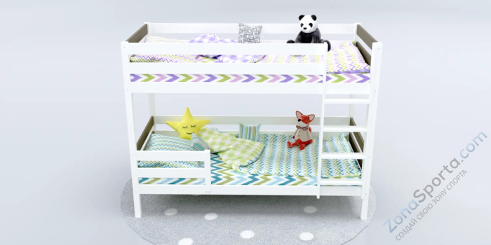 Кровать детская двухъярусная Савушка-01 90х200 Shiitake (бежевый)