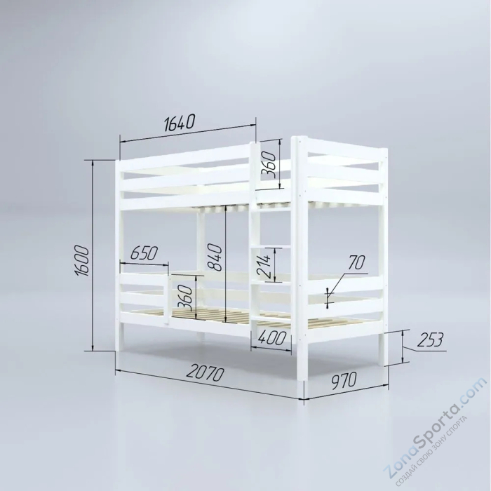 Кровать детская двухъярусная Савушка-01 90х200 Shiitake (бежевый)