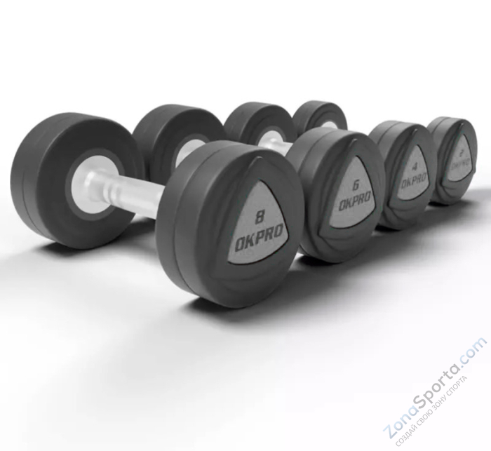 Набор полиуретановых гантелей от 12 до 30 кг (шаг 2 кг) OKPRO OK1032B-12-30-G