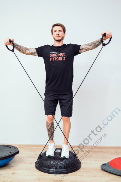 Полусфера гимнастическая надувная R3 с эспандерами и насосом Original FitTools FT-BSU-R3