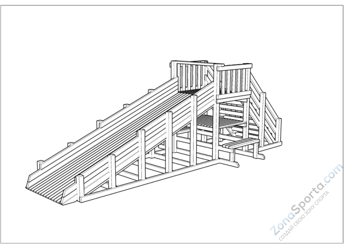 Зимняя деревянная заливная горка Ледянка 1 (без окраски)