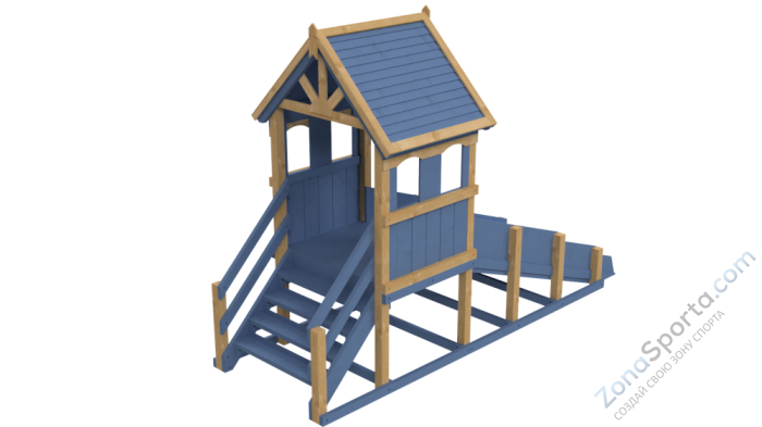 Зимняя деревянная заливная горка Теремок (масло)