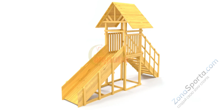 Зимняя заливная горка Савушка Зима Wood - 5 скат 3 метра